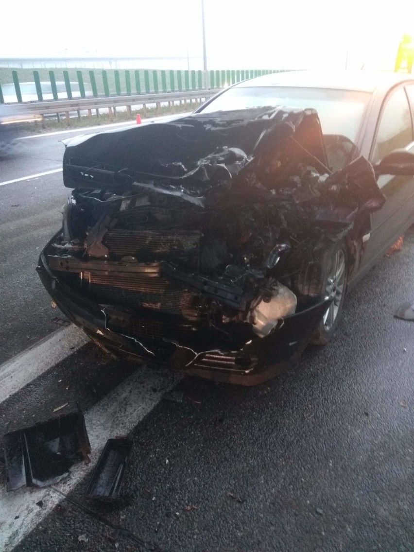 Wypadek sportowego Jaguara na autostradzie A2. Ranne dzieci (ZDJĘCIA)