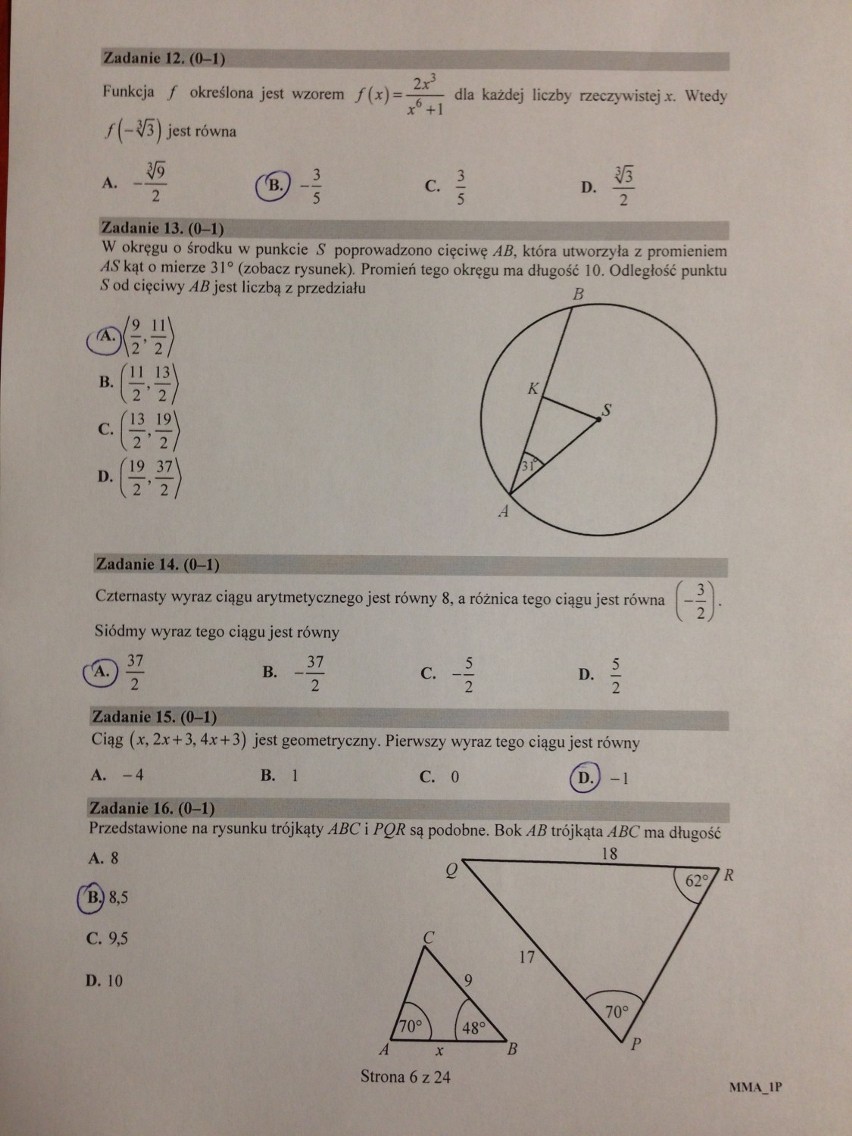 Matura 2016 MATEMATYKA podstawowa (mamy KLUCZ ODPOWIEDZI +...