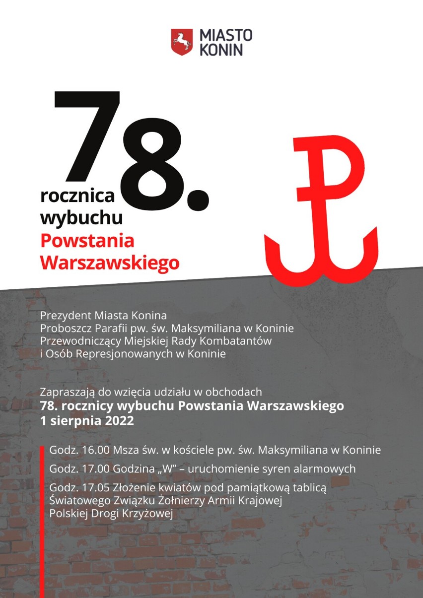 78. rocznica Powstania Warszawskiego. Konin uczci wybuch powstania