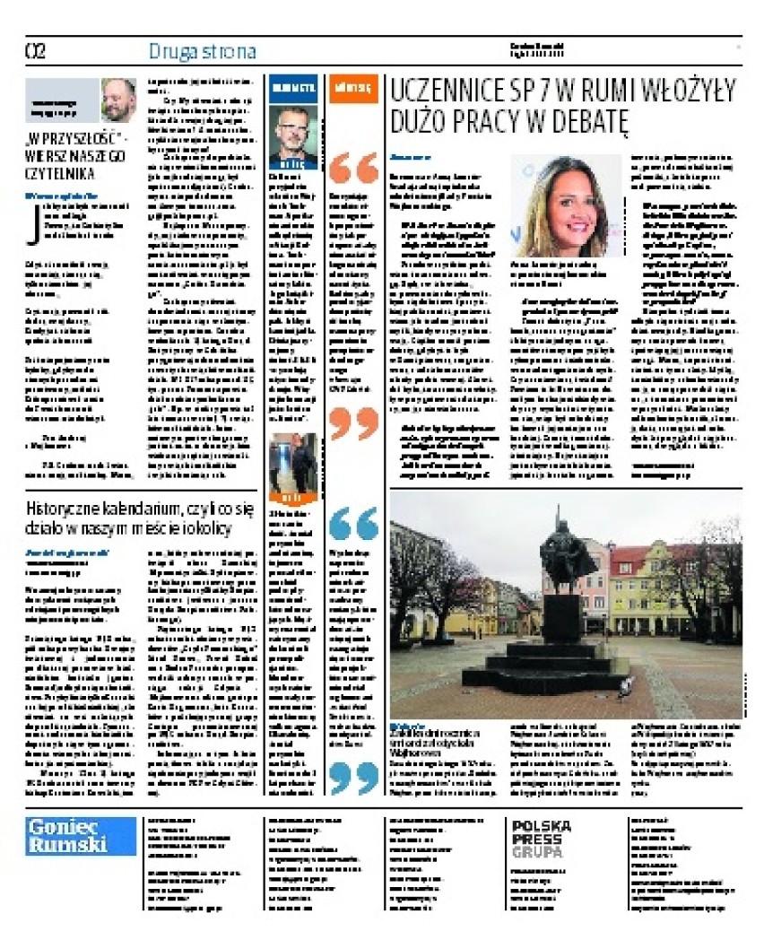 Goniec Rumski: Najbliższe wydanie gazety (15 lutego 2019)