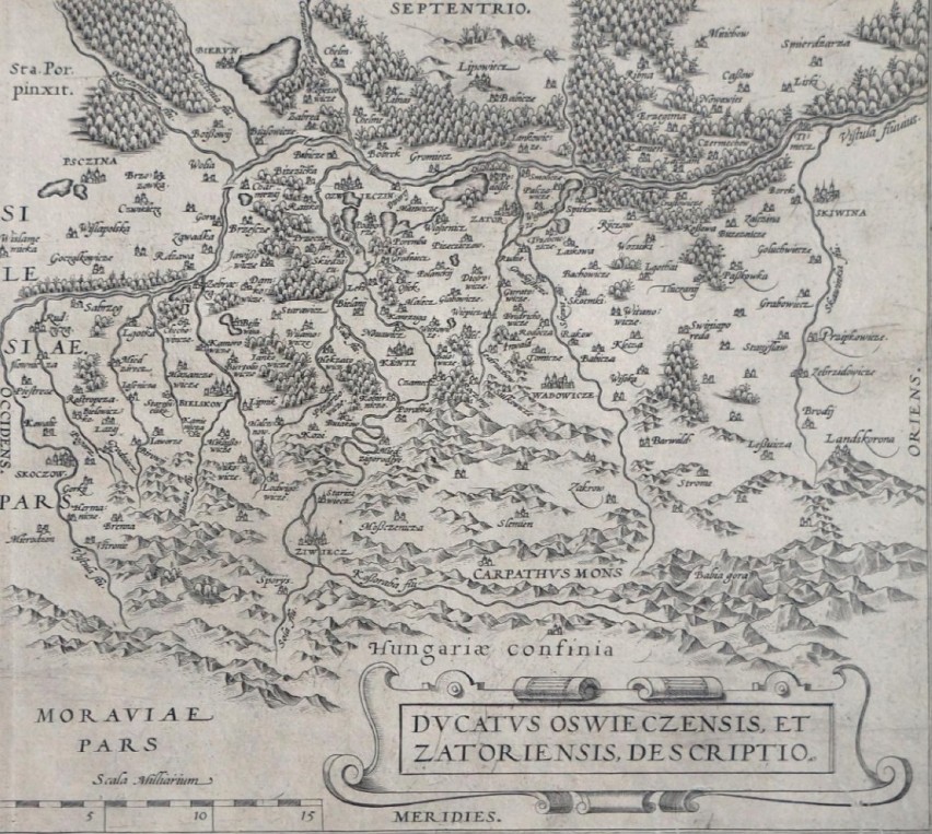 Mapa księstwa oświęcimsko-zatorskiego z 1592 roku autorstwa...