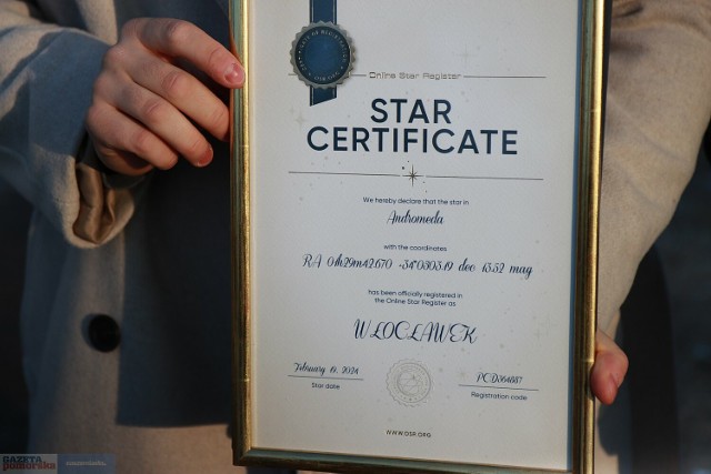 Włocławek jako jedyne miasto w Polsce może poszczycić się gwiazdą o nazwie miasta, 19 stycznia 2024 r.