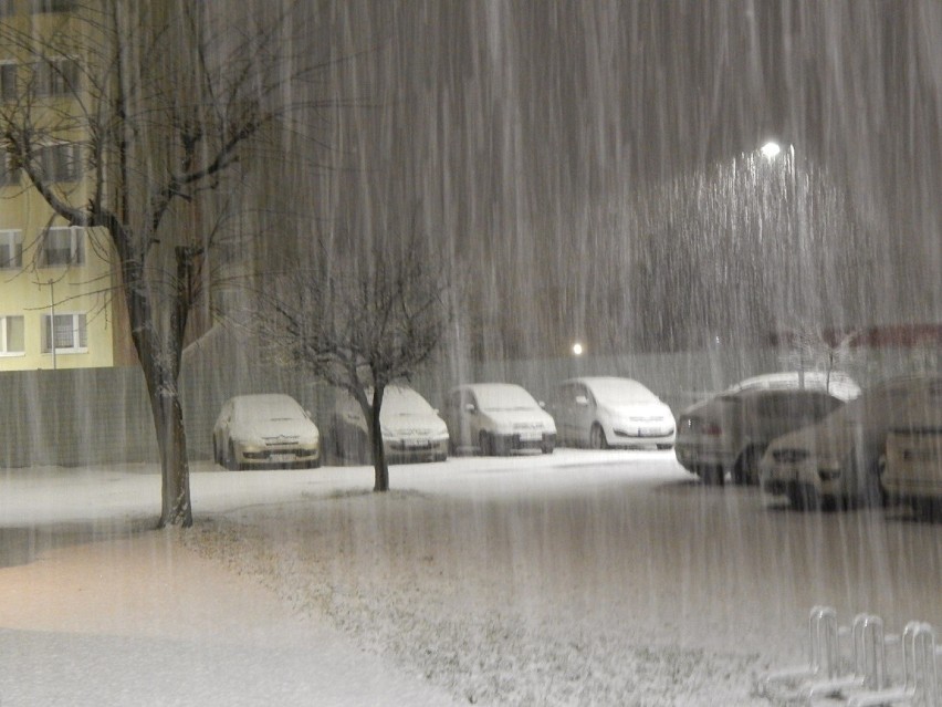 Obfite opady śniegu i trudne warunki na drogach w Ustce i regionie [ZDJĘCIA]