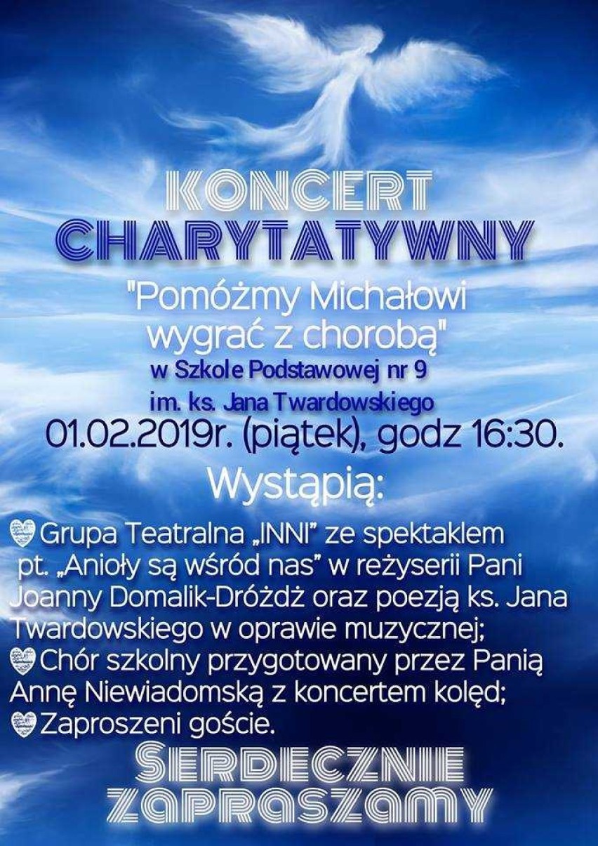 Koncert charytatywny w Szkole Podstawowej nr 9 w Tomaszowie "Pomożmy Michałowi wygrać z chorobą"