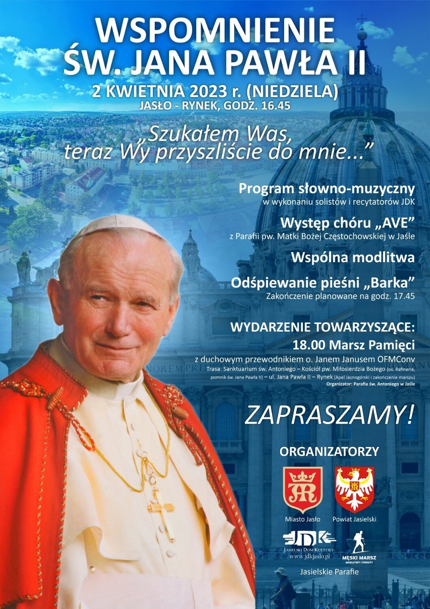 Marsz Pamięci przejdzie ulicami Jasła. 18. rocznica śmierci Jana Pawła II