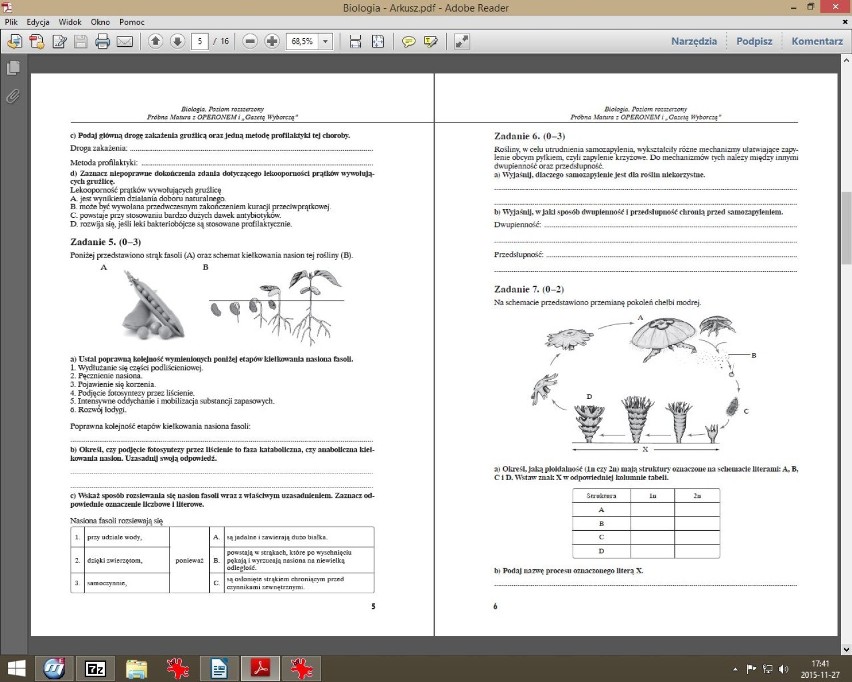 MATURA PRÓBNA 2015/2016 OPERON -  WOS, biologia, geografia,...