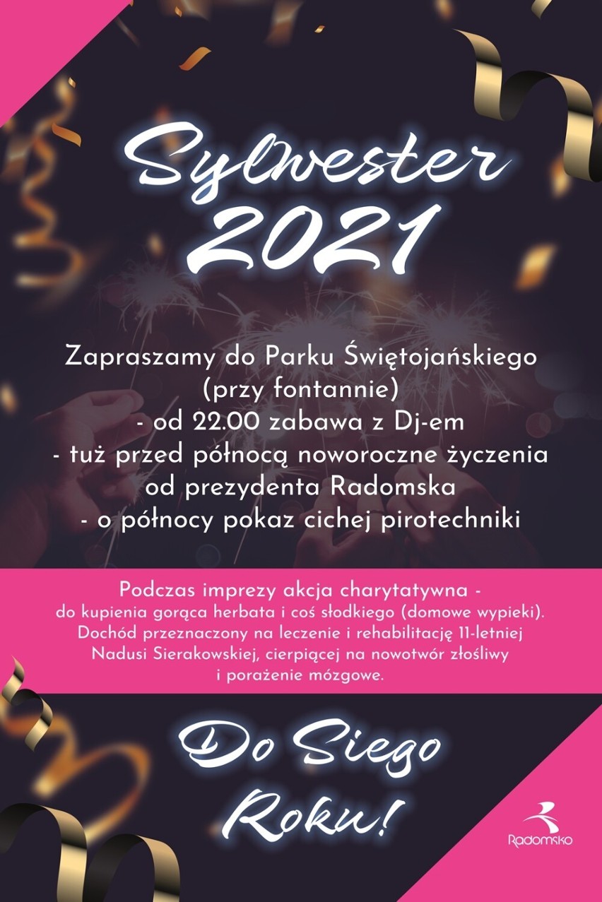 Miejski Sylwester 2021/2022 w Radomsku. W programie kiermasz, DJ i pokaz cichej pirotechniki
