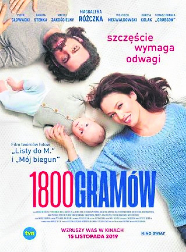 Kino ,,Noteć"
1800 gramów

15, 17, 19 i 21. 11 - godz. 16.15 i 20.15; 16, 18 i 20.11 - godz. 16.15 i 18.15.
Kraków przygotowuje się na nadejście świąt. Ewa (Magdalena Rożczka), kobieta dla której nie ma rzeczy niemożliwych, szuka nowych opiekunów dla dzieci pozbawionych rodzin. Jest wulkanem energii, potrafi wyważyć każde drzwi i nagiąć każdy przepis, aby im pomóc. Tuż przed Bożym Narodzeniem w jej życiu pojawia się niezwykła dziewczynka - Nutka, niemowlę pozostawione przez matkę. Dla jej dobra Ewa gotowa jest zrobić wszystko, nawet poświęcić siebie, swoją karierę i szansę na miłość… Nie spodziewa się, że wkrótce przez jej życie przetoczy się prawdziwa lawina emocji, na którą nie przygotowało jej nic, czego do tej pory doświadczyła.