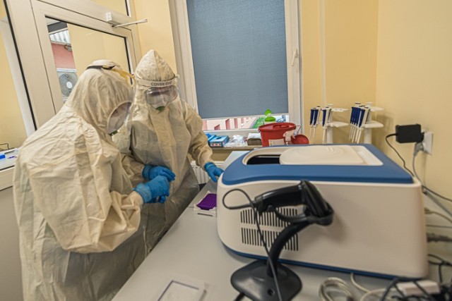 Pracownicy laboratorium w filii 105. Kresowego Szpitala Wojskowego w Żarach od kilku dni badają materiał biologiczny osób z podejrzeniem SARS CoV-2