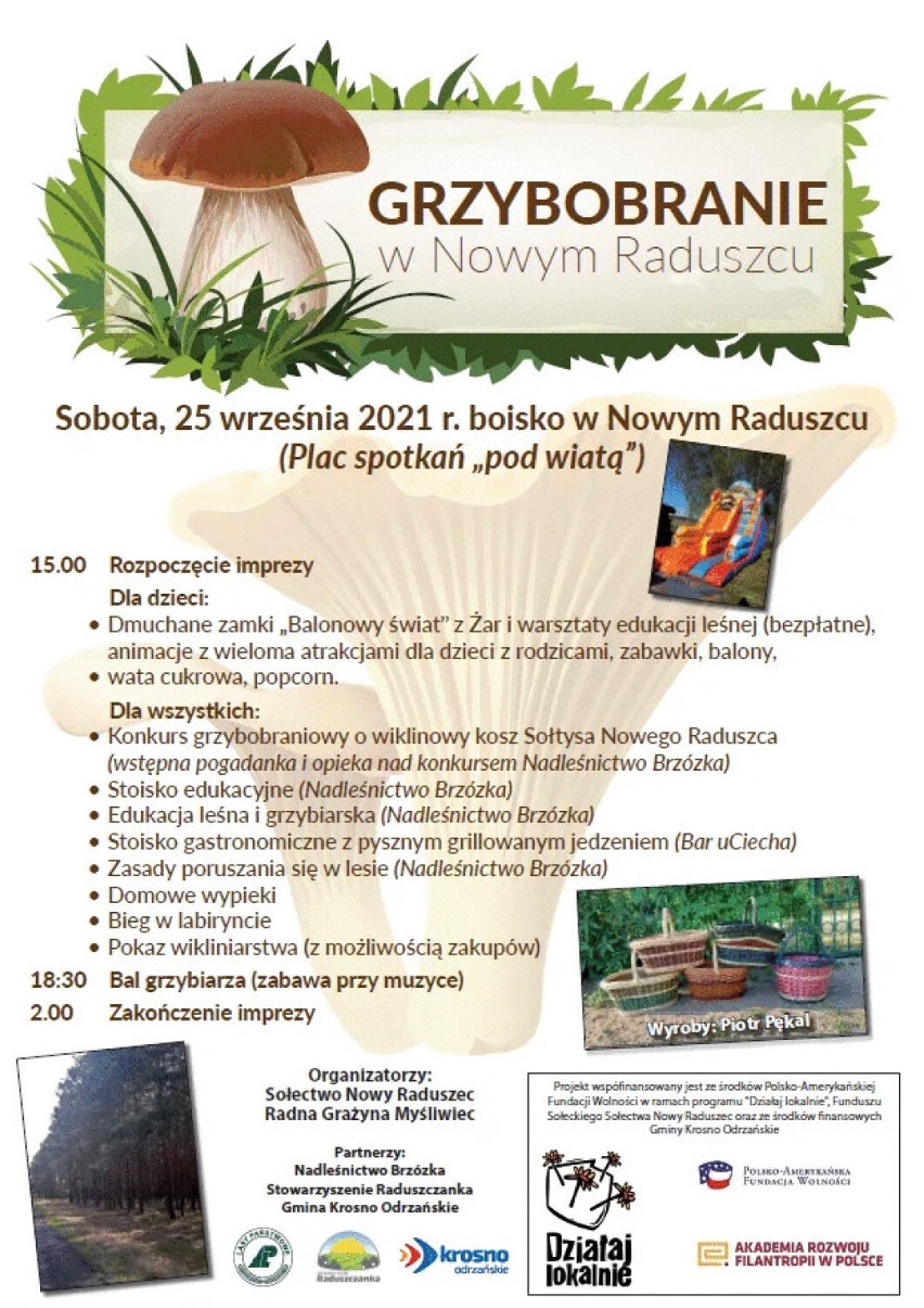 Plakat Grzybobrania w Nowym Raduszcu.