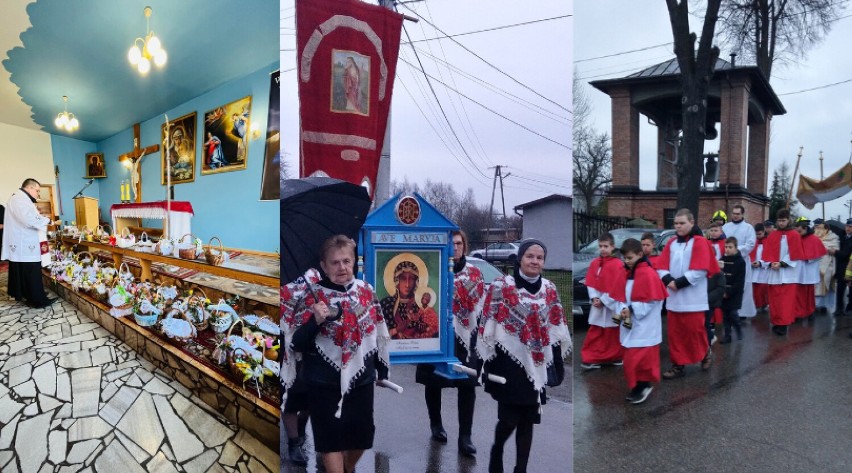 Święcenie pokarmów i procesja rezurekcyjna w parafii w Czarnożyłach
