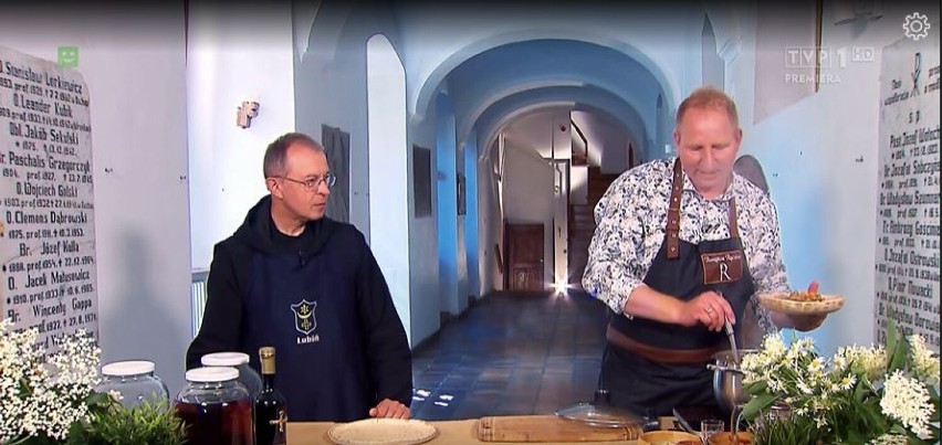 Znany kucharz Remigiusz Rączka odwiedził opactwo w Lubiniu