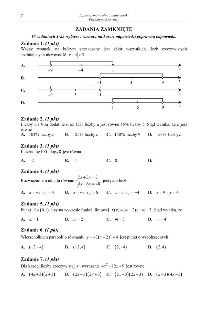 Matura 2013: Matematyka - poziom podstawowy [ARKUSZE, PYTANIA, ODPOWIEDZI]