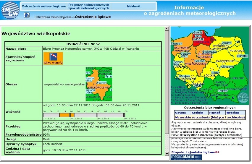 Meteorolodzy ostrzegają przed silnym wiatrem