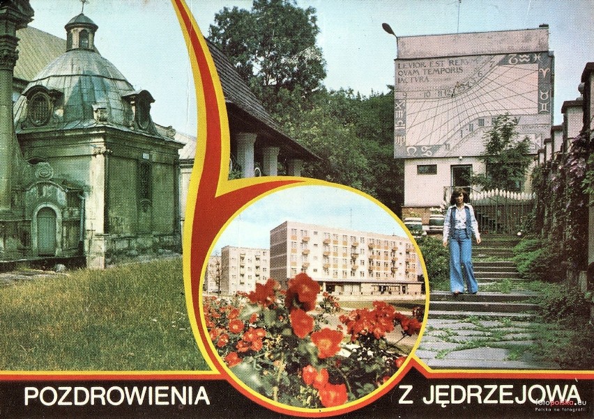 Jędrzejów, lata 1976-1978. Na widokówce: Barokowa kaplica...