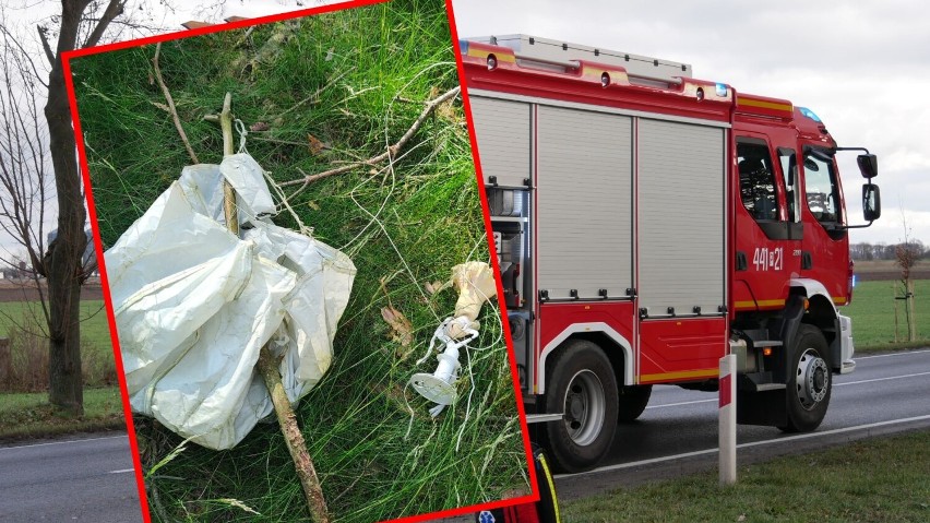 Tajemniczy balon w lesie pod Grodziskiem. Interweniowała policja i straż pożarna