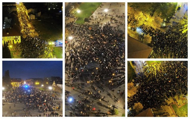 Protest kobiet we Włocławku z lotu ptaka