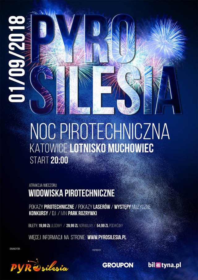 Festiwal pirotechniczny PyroSilesia 2018 to wydarzenie, dzięki któremu niebo nad Lotniskiem Katowice-Muchowiec zapłonie. Stanie się to już w sobotę, 1 września. Organizatorzy zapraszają na pokaz całe rodziny. Ceny biletów startują już od 19,99 zł.