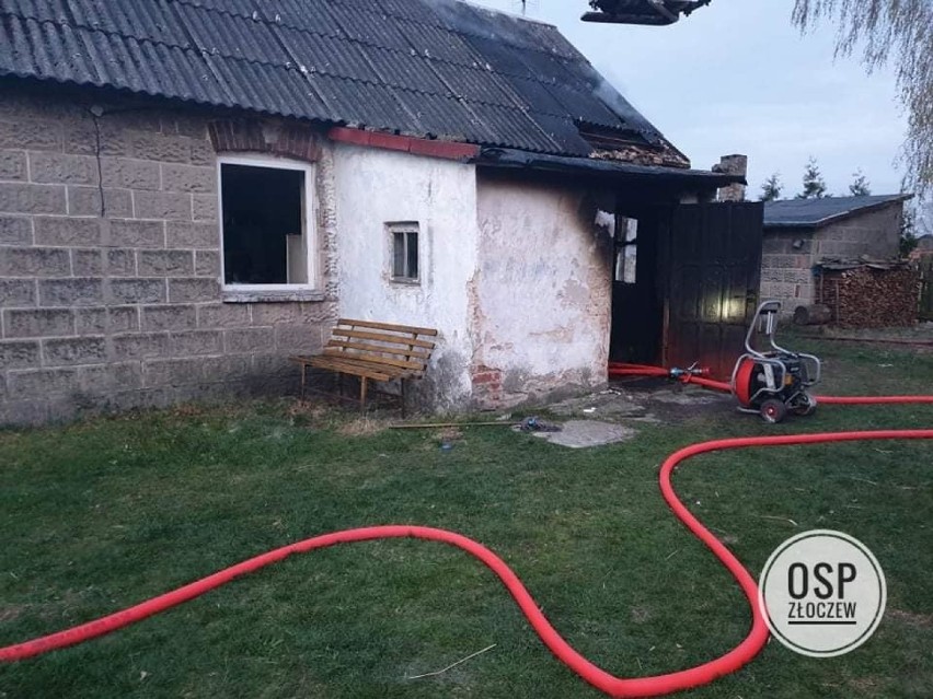 Tragiczny pożar w gminie Złoczew. W Mikleszu spłonął dom, zginął jego prawie 100-letni właściciel (zdjęcia)