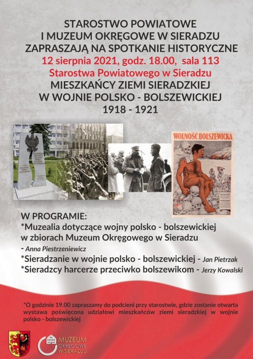 Mieszkańcy Ziemi Sieradzkiej w wojnie polsko-bolszewickiej. Spotkanie w Sieradzu w czwartek 12 sierpnia