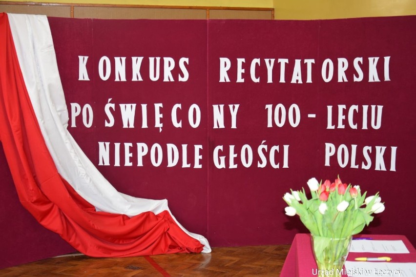 100-lecie odzyskania przez Polskę niepodległości. Konkurs recytatorski w ZS im. J. Grodzkiej w Łęczycy