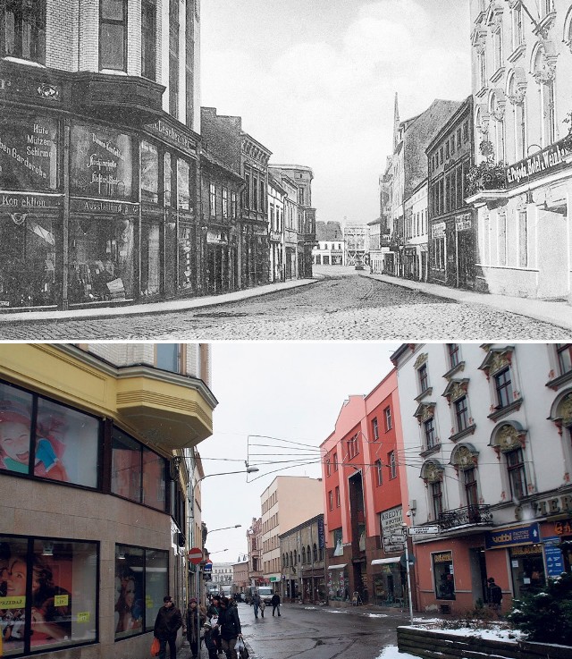 Ulica Sobieskiego z 1912 i obecnie.