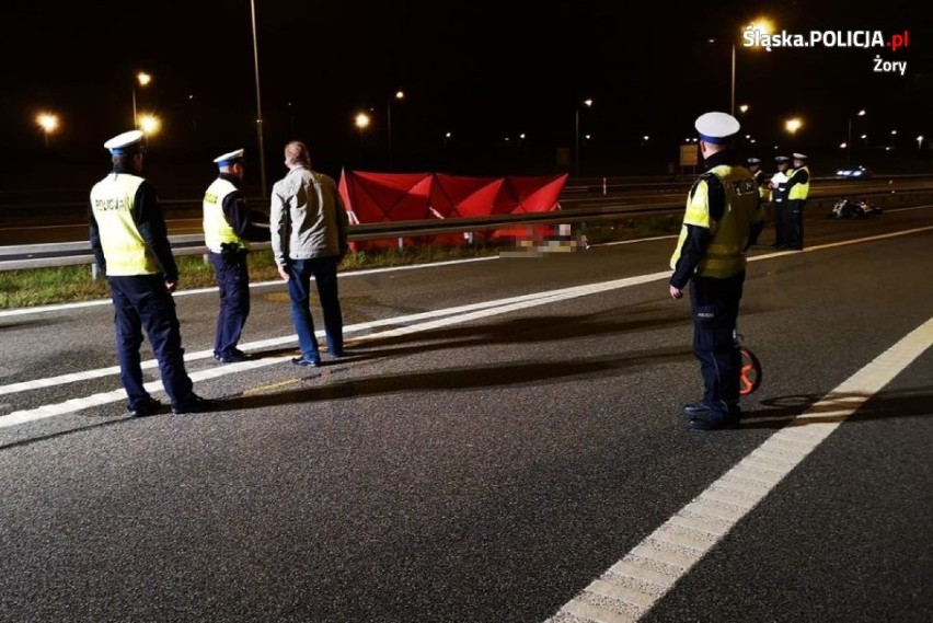 Tragiczny wypadek na A1 w Żorach. Zginął 20-letni motocyklista