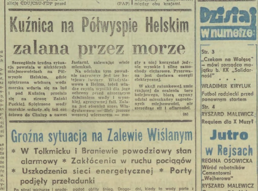 Jastarni i Kuźnica zalał Bałtyk. Sztorm stulecia z 1983 roku przelał morze prosto do Zatoki Puckiej | HISTORIA POWIATU PUCKIEGO