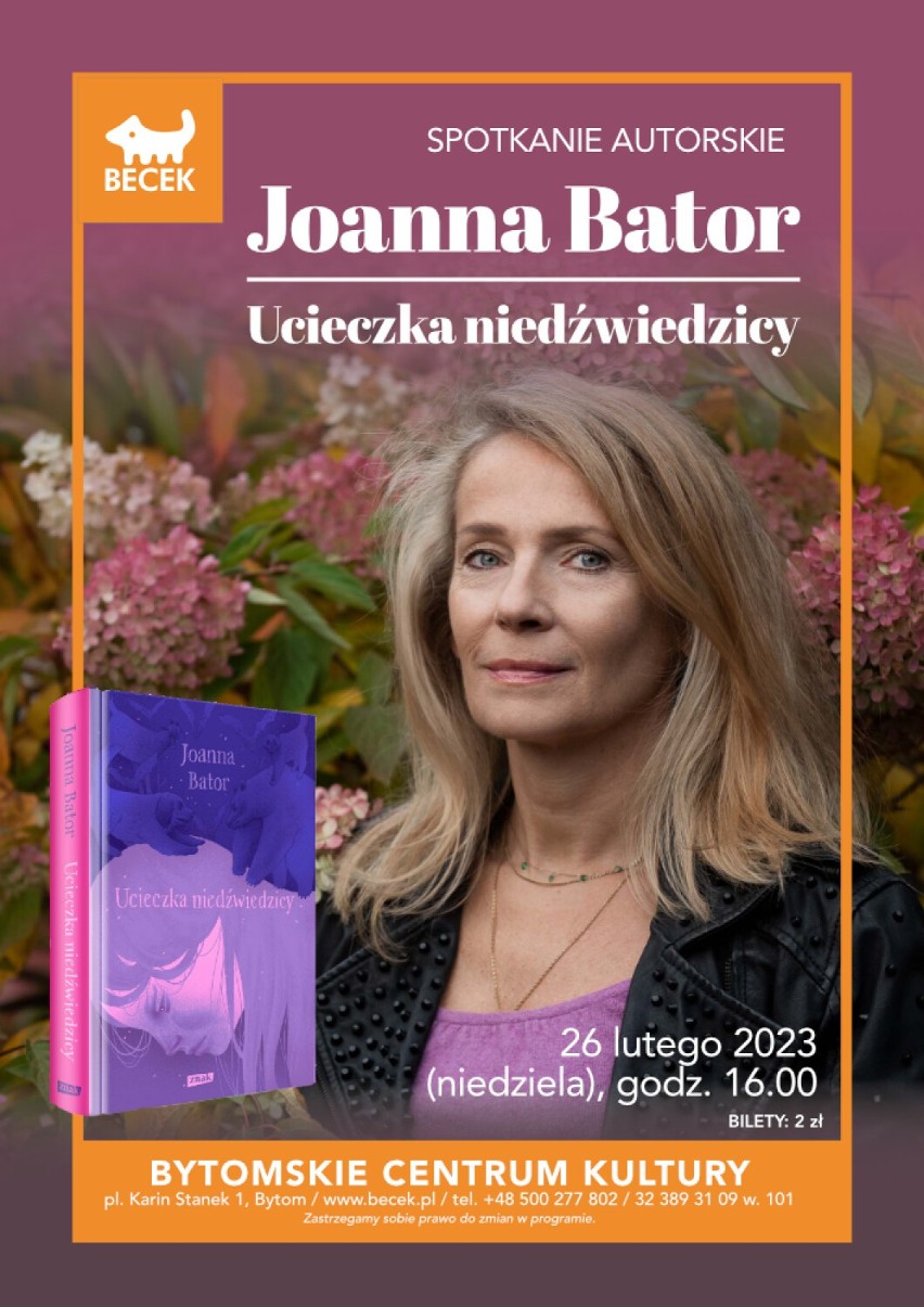 Spotkanie z Joanną Bator - plakat wydarzenia