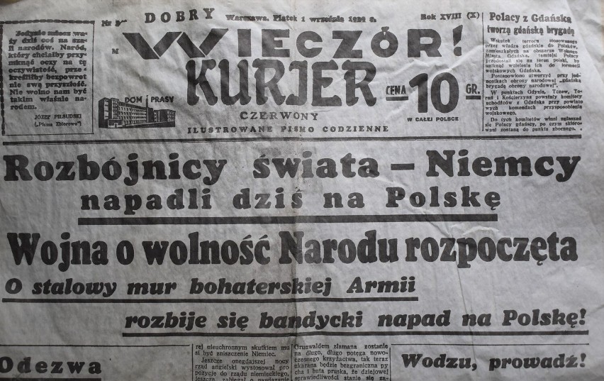Egzemplarz gazety z 1 września 1939 roku znaleziony na...