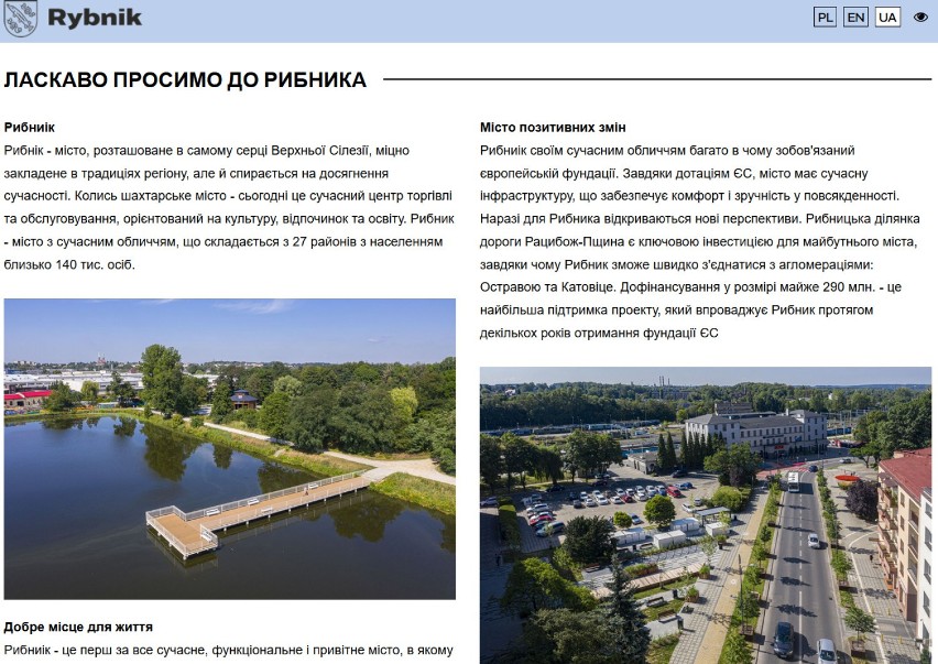 W Rybniku mieszkają 4 tysiące Ukraińców. Powstała ukraińska wersja strony Urzędu Miasta Rybnika. Są ukraińskie przewodniki