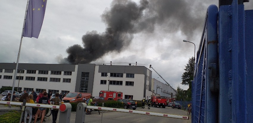 Pożar w zakładzie Zastaw na terenie Andorii w Andrychowie