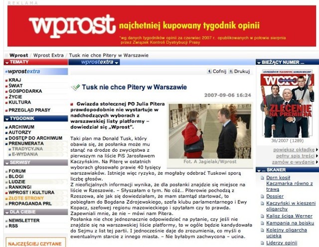 Cytowany artykuł ze strony &quot;Wprost&quot;.