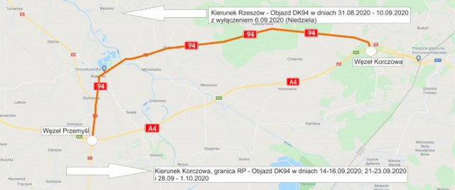 Od 31 sierpnia do 1 października będą utrudnienia na autostradzie A4 pomiędzy węzłami "Przemyśl" i "Korczowa".