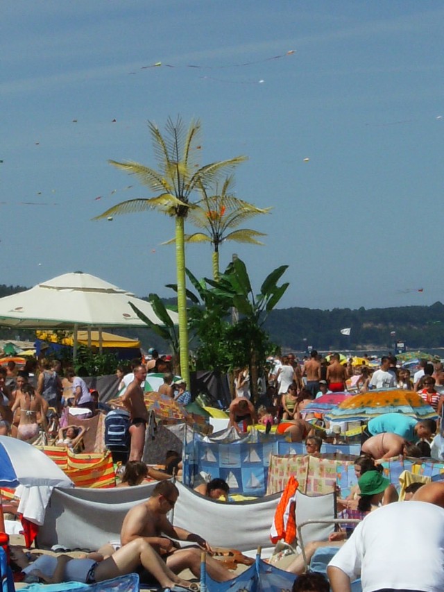 Plaża wypełniona do ostatniego miejsca. Fot. Adrian Starczewski