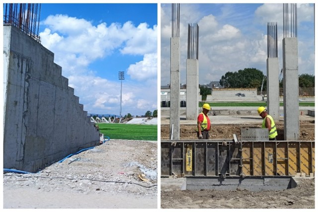 W środę odwiedziliśmy stadion Sandecji. Prace przy Kilińskiego 47 mimo upałów postępują