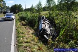 Wypadek w Szklarach Górnych. Citroen dachował