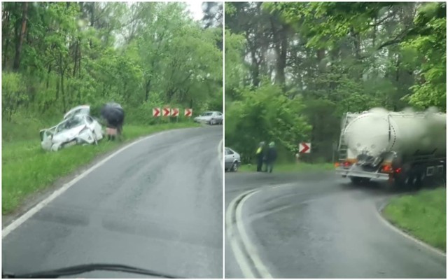 Naczepa ciężarówki uderzyła w toyotę na ulicy Inowrocławskiej we Włocławku