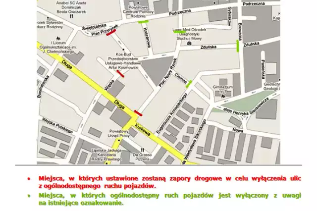 Plan zamknięcia ulic podczas Bożego Ciała w Łowiczu