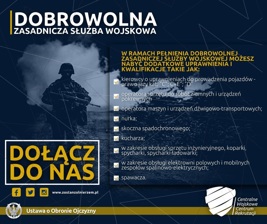 Rozpocznij karierę w wojsku. WCR organizuje spotkania informacyjne w Powiatowych Urzędach Pracy