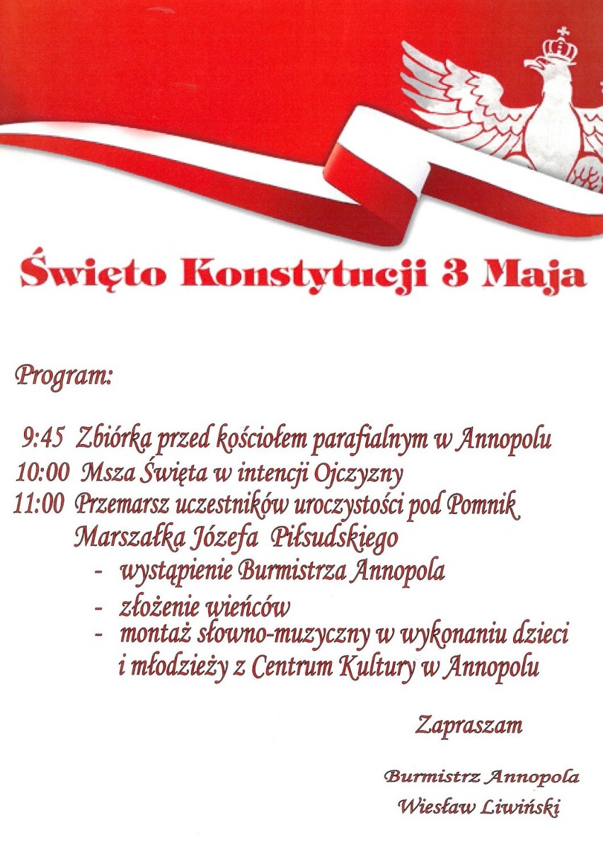 3 Maja w Kraśniku i powiecie. Sprawdź, jak mieszkańcy będą świętować rocznicę uchwalenia Konstytucji