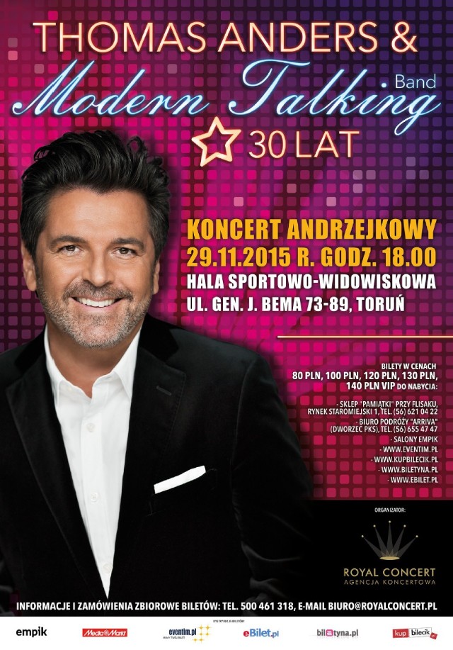 Thomas Anders & Modern Talking Band już 29 listopada w Toruniu