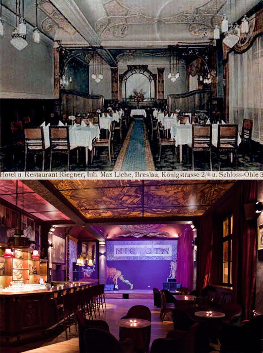 Porównanie wnętrza restauracji hotelu Riegner i klubu...