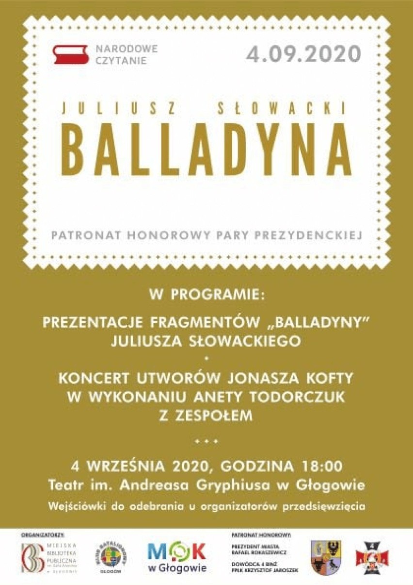 Narodowe Czytanie w Głogowie. Zapraszają do teatru na „Balladynę"