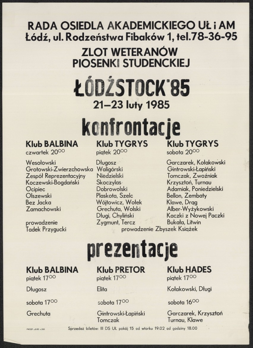 02.1985

Łódźstock'85
- kluby studenckie