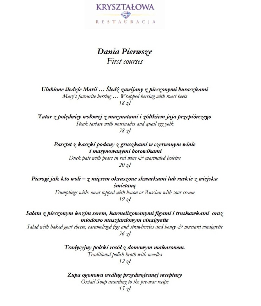 Restauracja Kryształowa w Katowicach ma nowe menu. Maria Ożga zamiast Gessler