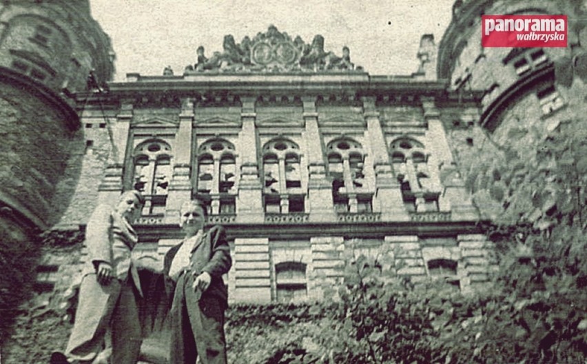 Zdewastowany zamek Książ po zakończeniu II wojny światowej