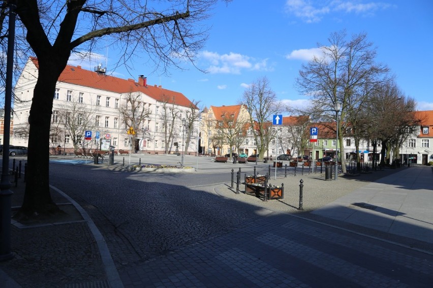 Pustki na ulicach Wolsztyna w marcu 2020 roku.