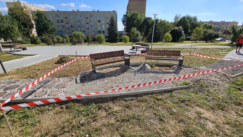 Niedokończona budowa skweru sensorycznego w Kielcach. Wykarczowali rośliny i nie posadzili nic w zamian 