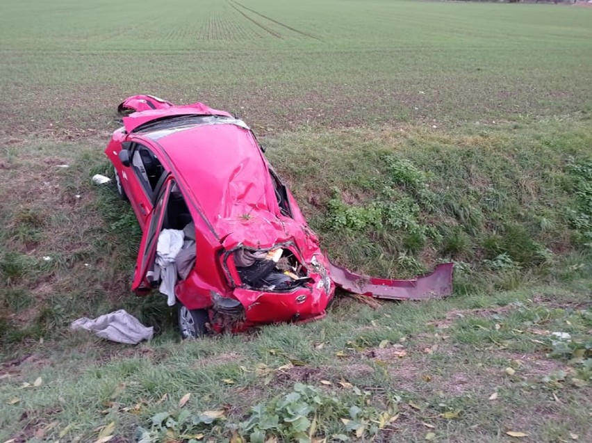 Gm. Stare Pole. Wypadek na drodze krajowej nr 22. Samochód dachował w rowie